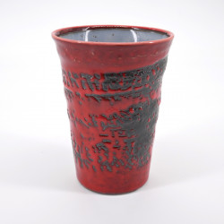 japanese red and grey tall cup H11,1cm in ceramic AKAYÛ