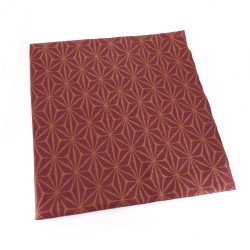 Red Zabuton cushion cover with Japanese stars pattern, ZABUTON ASANOHA, 58x62 cm