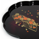 Black tray in the shape of a cherry blossom, fan pattern 27cm x 27cm