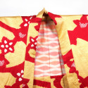 Haori japonés vintage en amarillo y rojo, patrón shibori, SHIBORI GARA
