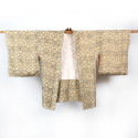 Haori japonais vintage beige, motifs éventails, FAN