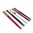 Set of 5 pairs of Japanese crane pattern chopsticks, TSURU, 22.5 cm