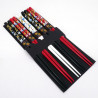 Set de 5 paires de baguettes motif grues japonaises, TSURU, 22.5 cm