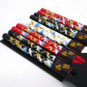 Set of 5 pairs of Japanese crane pattern chopsticks, TSURU, 22.5 cm