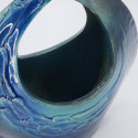 Vaso Ikebana in ceramica giapponese, forma di cestino, blu e nero, SHIGARAKIYAKI