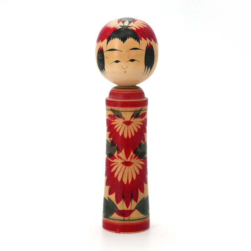 Bambola giapponese in legno, KOKESHI VINTAGE, 18cm