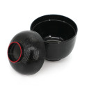 Japanese miso soup bowl in resin, black and red, JUSHI
