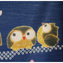 apanese blue twinkling owl noren curtain in 3-panel polyester, KIRAKIRAFUKUROU