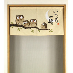 Cortina japonesa noren búho en poliéster 2 paneles, FUKURO