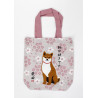Bolsa japonesa tamaño A4 de algodón rosa, SHIBAINU, perro shiba