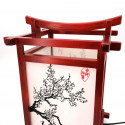 Lámpara de mesa roja japonesa, flor de cerezo, NARA