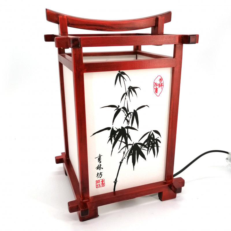 Lámpara de mesa japonesa roja, Bambú, NARA