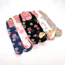 Japanese tabi socks in cotton with Sakura petals pattern, SHAKURA NO HANABIRA, color of your choice, 22 - 25cm