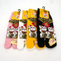 Calcetines tabi japoneses de algodón Estampado gato, NEKO, color a elegir, 22-25 cm
