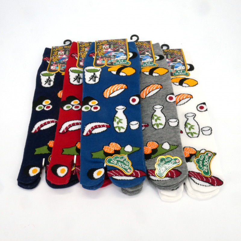 Chaussettes japonaises tabi en coton motif sushi,SUSHI, couleur au choix, 28 - 30cm