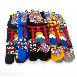 Chaussettes japonaises tabi en coton motif mont et fleur,YAMA, couleur au choix, 25 - 28cm