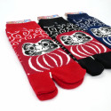 Japanische Tabi-Socken aus Baumwolle, Daruma-Muster, Farbe nach Wahl, 25-28 cm