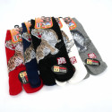 Japanese cotton tabi socks, tiger and snake, TORA HEBI, color of your choice, 25-28 cm