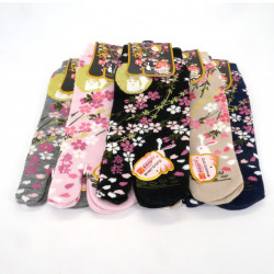Chaussettes japonaises tabi en coton motif fleuri et lapin,KYANDI, couleur au choix, 22 - 25cm