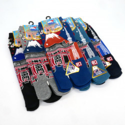 Chaussettes japonaises tabi en coton motif mont et tour,ENKEI, couleur au choix, 25 - 28cm