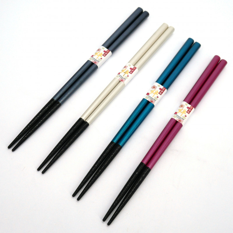 Par de palillos japoneses efecto metal, KINZOKU, color a elegir, 23 cm