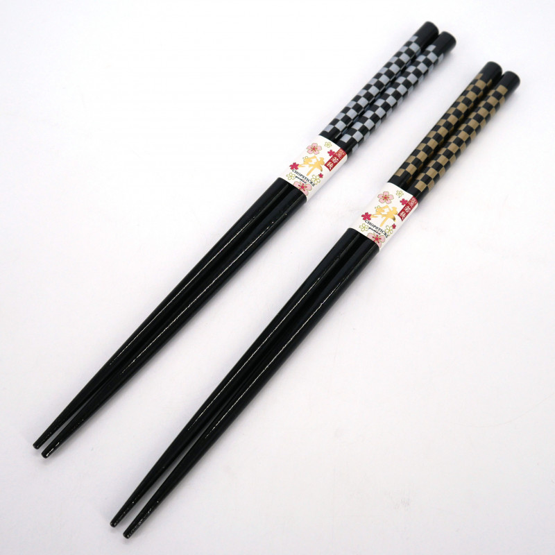 Pair of Japanese Check pattern chopsticks, ICHIMATSU, color of your choice, 23 cm