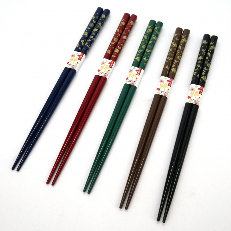 Pair of Japanese chopsticks Crane and turtle pattern, KAME, color of your choice, 23 cm