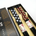 Set mit 2 Paar roten und schwarzen japanischen Essstäbchen, MOYO, 23 cm