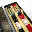 Set mit 2 Paar roten und schwarzen japanischen Essstäbchen, NETSU, 23 cm
