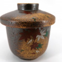japanese teacup with lid chawanmushi autumn leaves MOMIJI brown
