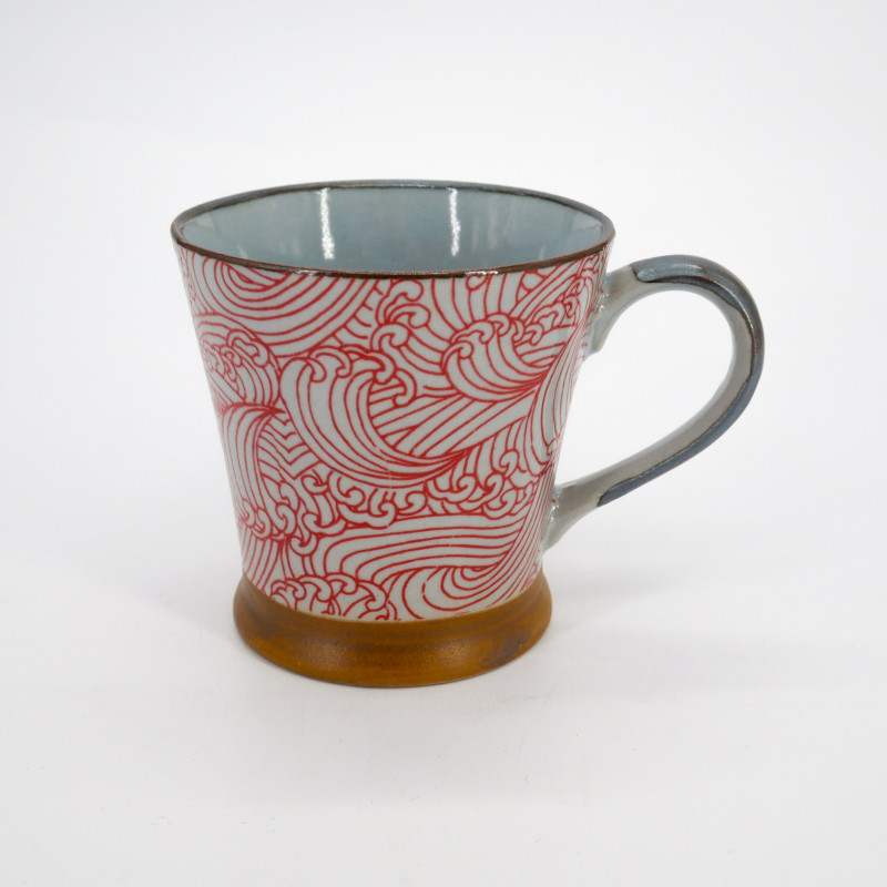 Mug japonais en céramique avec anse, Aranami Rouge