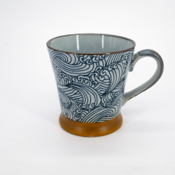 Japanese ceramic mug with handle, Aranami Blue