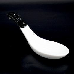 Japanese white and black ceramic spoon, SHIRO TO KURO