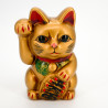 Zampa destra di gatto dorato gigante sollevata manekineko Salvadanaio giapponese, NEKO GORUDEN