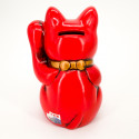 Chat rouge géant porte bonheur manekineko tirelire japonaise, NEKO AKA