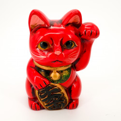 Chat rouge géant porte bonheur manekineko tirelire japonaise, NEKO AKA