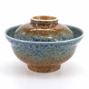 Japanese ceramic bowl with lid, Burūburaun