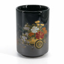 Tazza da tè per sushi in lacca Iga, carrello di fiori, hanaguruma