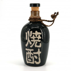 Bottiglia per alcool giapponese 1,1lt, TENMOKU KESSHO, nero e kanji
