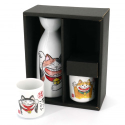 Servicio de sake tradicional japonés, 2 tazas y 1 botella, NEKO