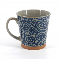 Tazza da tè giapponese di ceramica, KARAKUSA, blu