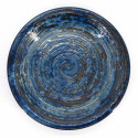 Japanischer blauer runder Teller mit Wirbelmuster, SENPU AOI
