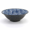 Japanese blue ceramic ramen bowl, SEIGAIHA