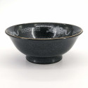 Japanische Ramenschale aus schwarzer Keramik, weißer Drache, DORAGON
