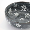 Japanese gray ceramic soup bowl, autumn leaf, AKI NO HA