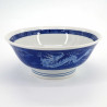 Cuenco japonés de ramen de cerámica blanca, RYU, dragón azul y nubes 1
