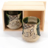Dúo de tazas verdes japonesas tradicionales, HYOTAN