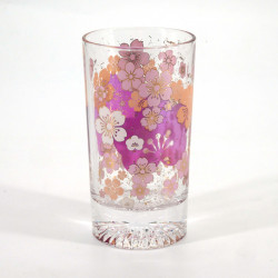 Japanese straight glass with Sakura flower pattern, SAKURA NO HANA