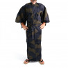 Kimono yukata traditionnel japonais noir en coton motif nuages pour homme, YUKATA KUMO