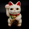 Chat blanc géant patte droite levée manekineko tirelire japonaise, NEKO SHIRO